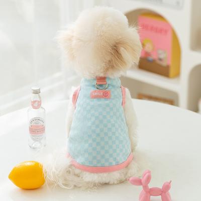 Traction Rope Dog Vest Spring and Summer Thin Two-legged Cat Checkerboard Small Dog Teddy Bear Pet Clothes