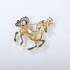 Brooch Zinc Alloy Enamel Pin Carousel Horse Pin with Rhinestones Encrusted Saddle Mane Coat Bag Hat Scarf Accessory