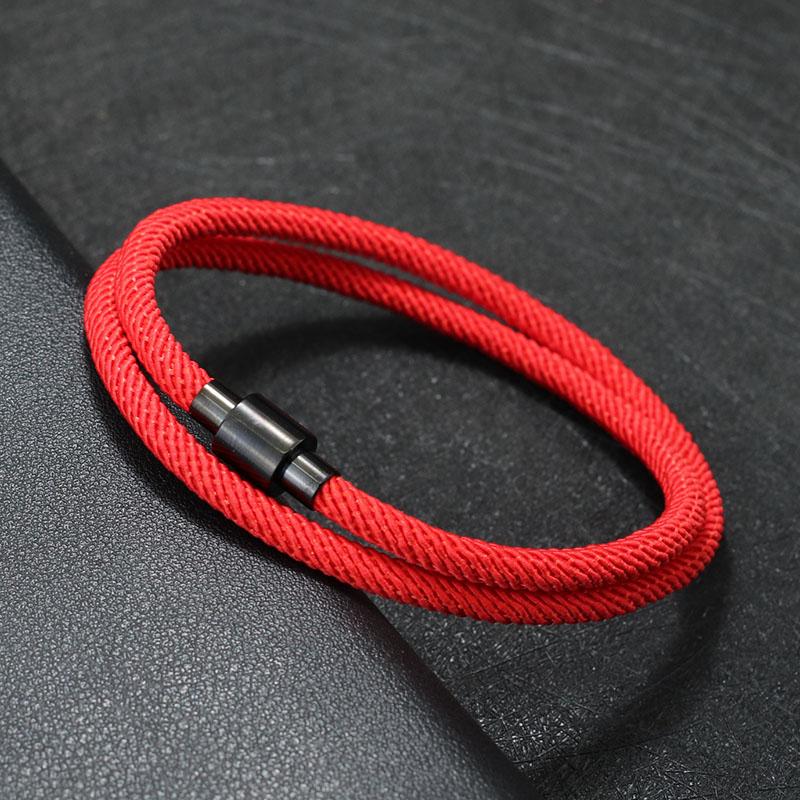 Nový minimalistický náramek s řetízkem 4 mm pro muže z nerezové oceli s magnetickým zapínáním Dvojitý látkový náramek Pulsera Hombre Dárek pro něj