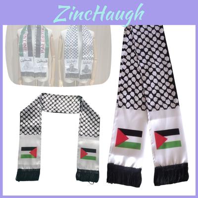 Palestine Flag Scarf 14*130cm Double Layered Polyester Fabric