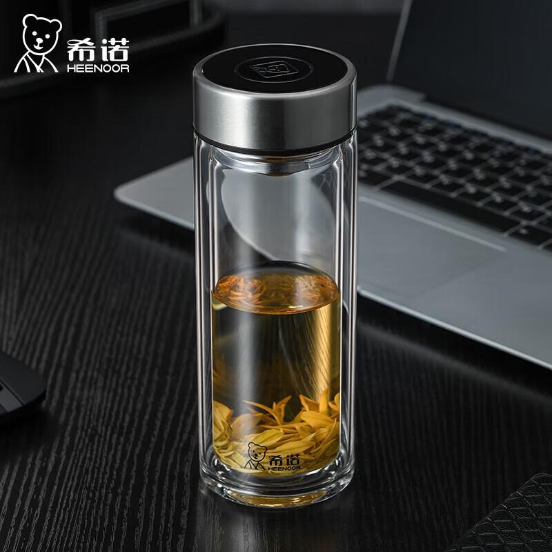 XINUO Double-Layer Glass Business Tea Water Bottle