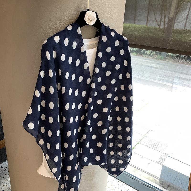 Retro Fashion Elegant Polka Dot Print Silk Scarf Scarf Shawl Spring And Summer Women'S Versatile Temperament Outer Scarf Shawl
