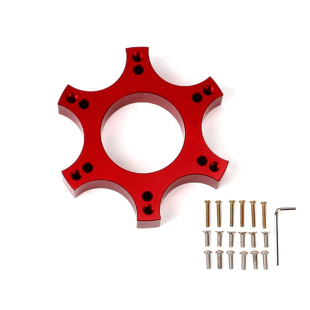 

ZS Steering Wheel Steering Adapter Replacement Aluminum Steering Plate 70mm Compatible with Thrustmaster T300RS (Red)