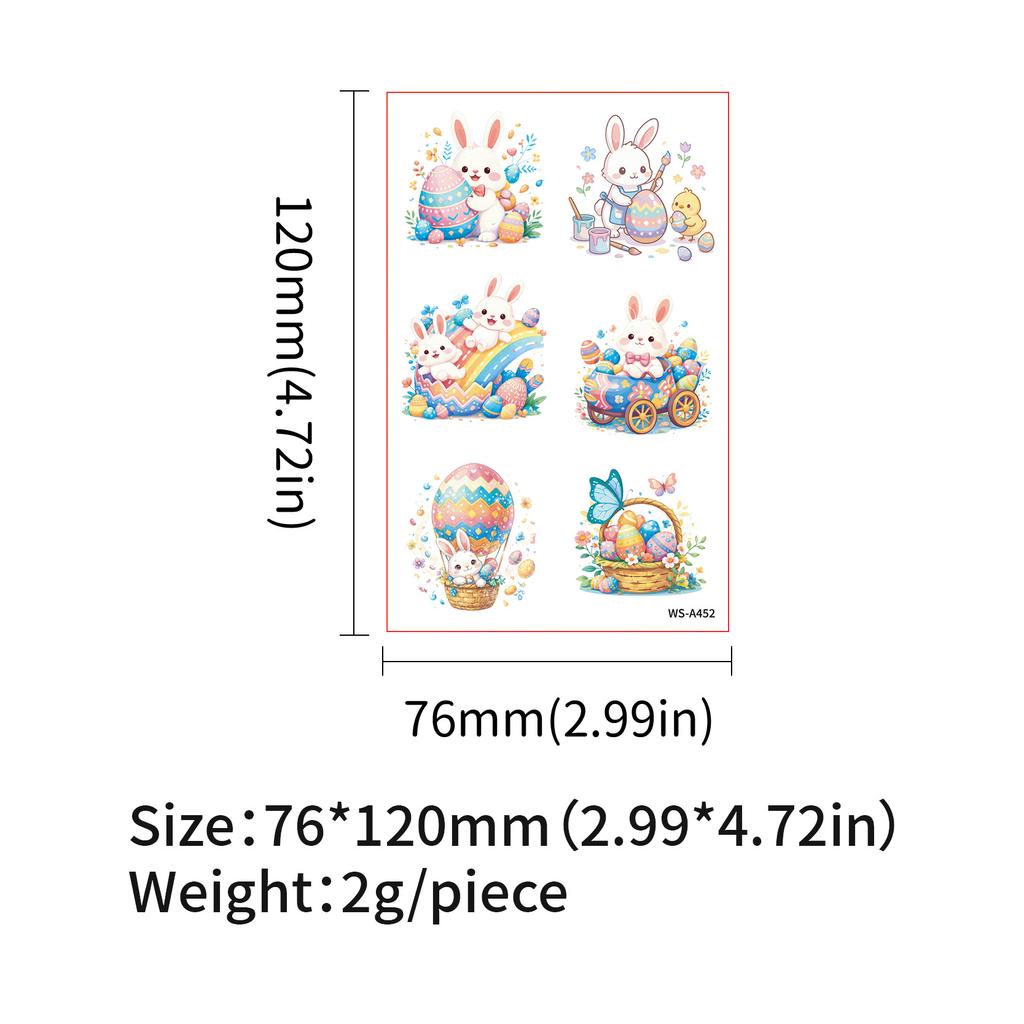Atividade de Festa de Tatuagem Divertida de Páscoa Transfronteiriça Adesivos Fofos de Coelho de Desenho Animado para Braço Rosto Ovo