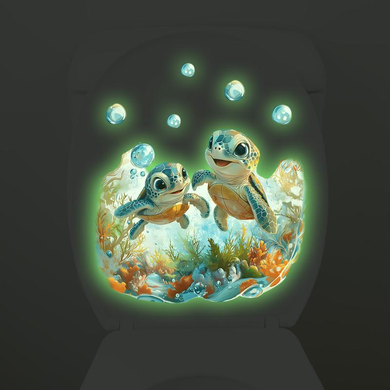 1/3 Stück niedlicher Elefanten-, Enten- und Schildkröten-Toilettenaufkleber, der im Dunkeln leuchtet, Badezimmer-Toilettendeckeldekoration, Wanddekoration, Aufkleber