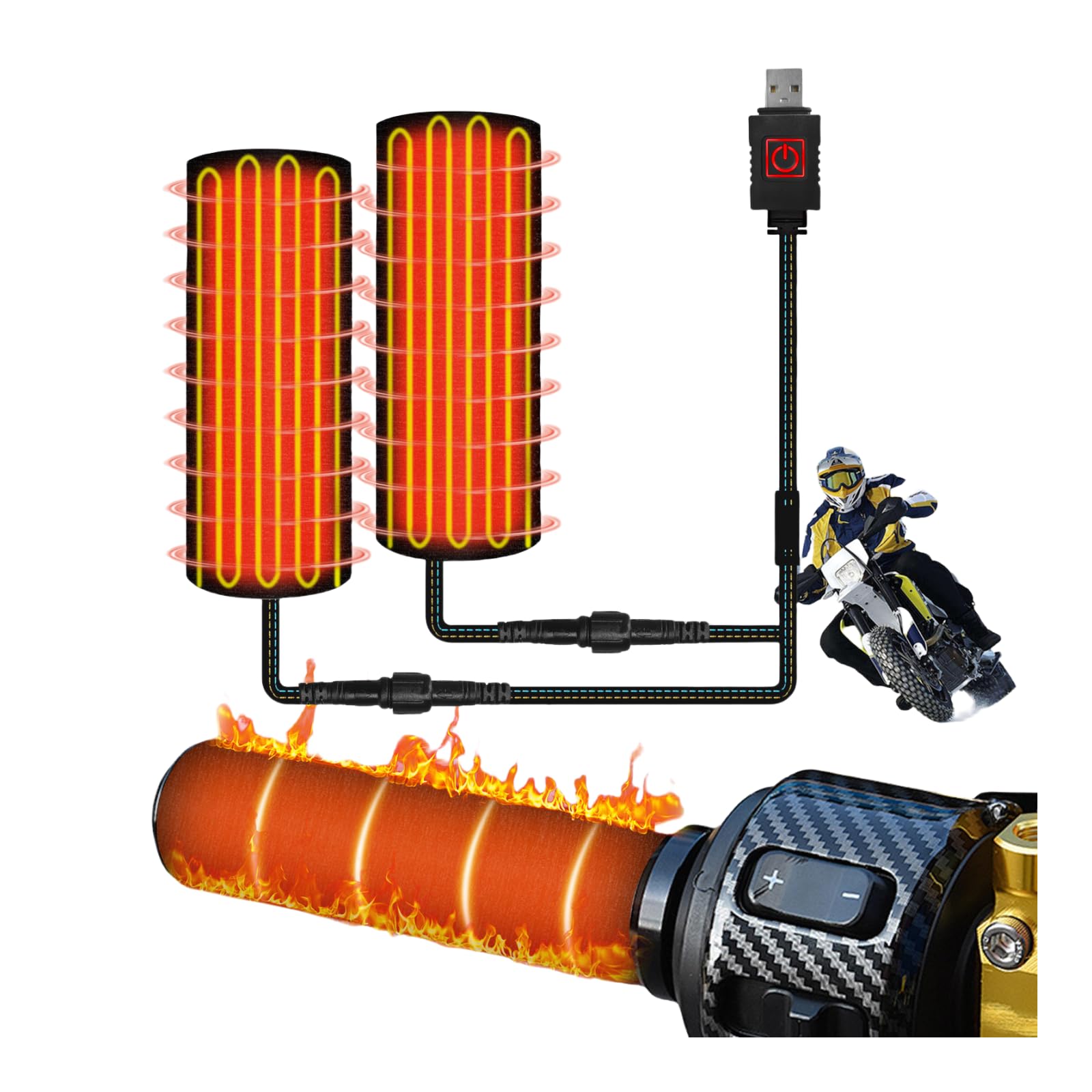 

[Новинка 2024] Мотоциклетный подогрев ручек, обертываемый тип, подогрев ручек, для мотоциклов, с питанием от USB,