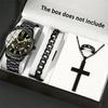 Watch Accessories 4-Piece Men'S Watch Set Men'S Fashion Quartz Watch