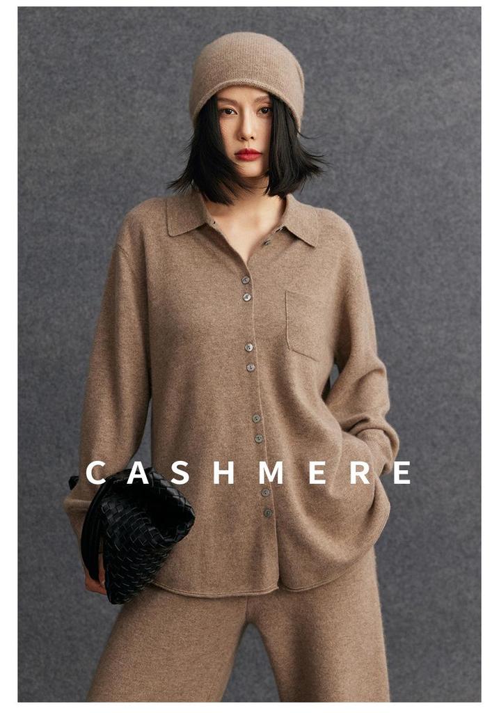 Autumn/Winter 2026 Women's Cashmere Polo Collar Knit Cardigan