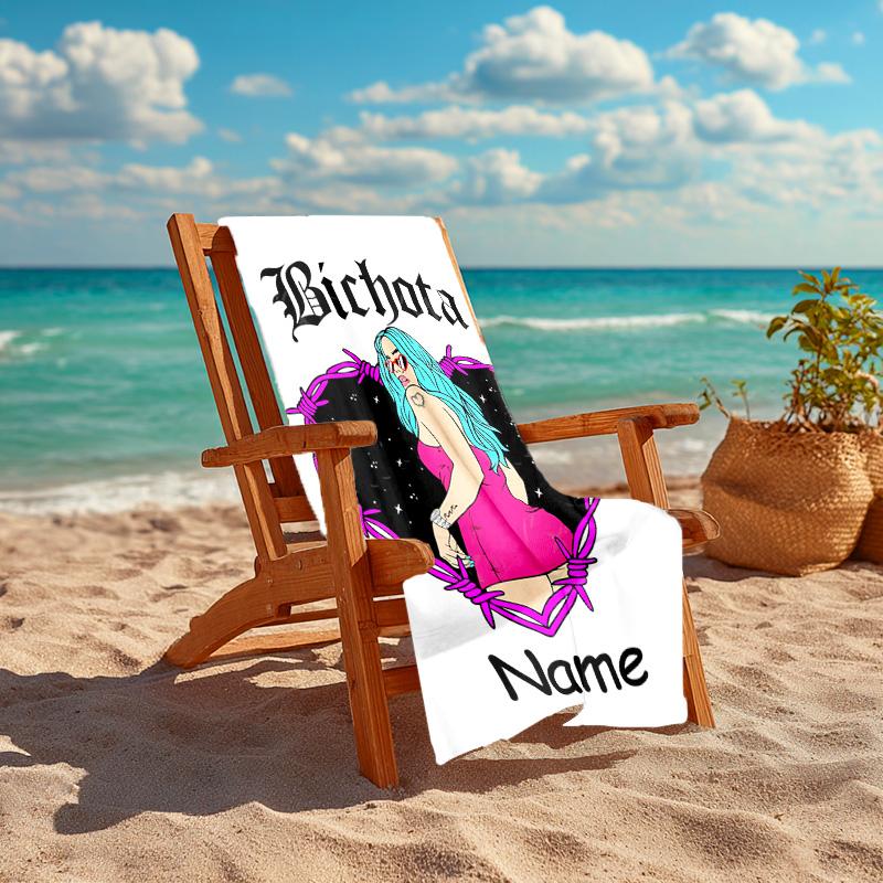 Personalized Customized Proof Beach Towel with Singer Karol G Pattern - Soft, Absorbent,quick-drying,perfect Swimming,camping&bathing