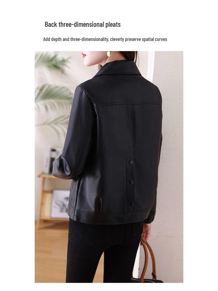 Damen Schlankmachende Schicke Motorradlederjacke - Kurz Koreanische Mode für Frühling & Herbst 2025