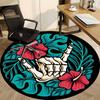 1pc Tropical Floral Skeleton Hand Chair Carpet for Office, Round Non Slip Durable Large Size Office Carpet, Suitable for Office