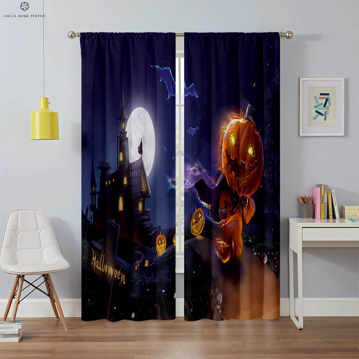 Cartoon-Druckvorhänge für Kinderzimmer, Restaurant, Küche, Party, Feiertagsdekoration, Leicht zu waschen und zu pflegen, Hohe Qualität W50xH130(CM)x2PCS&Grommet Top