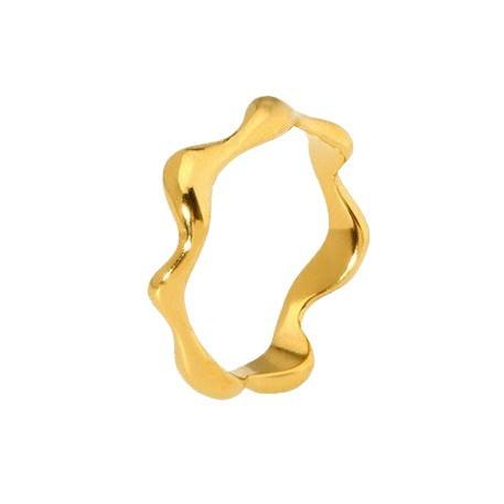 European and American INS Simple Irregular Wave Ring Plated with 18K Gold Stainless Steel Waterproof Fashion Commuter Plain Ring Ring for Women