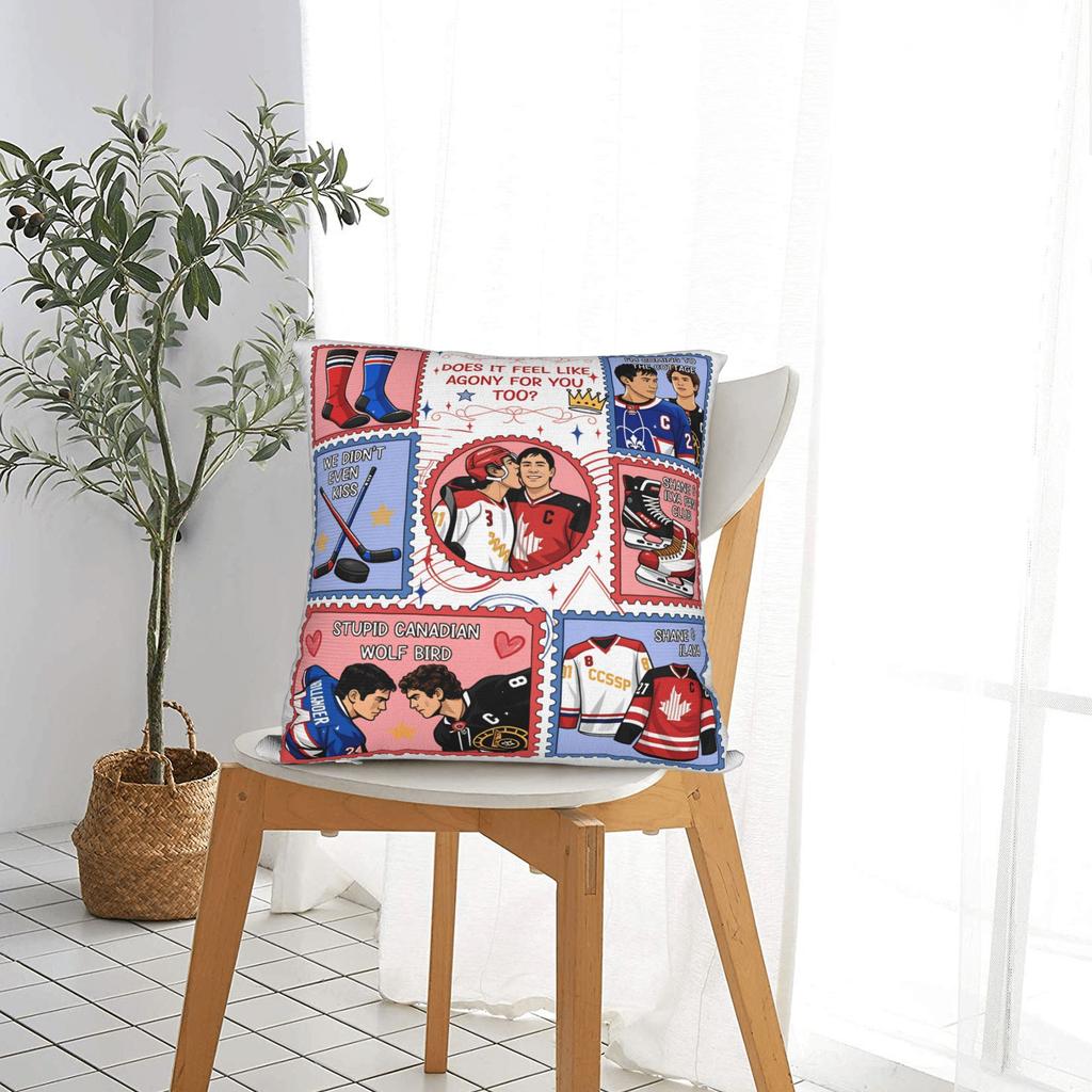 Heated Rivalry Square Pillow Covers Polyester Bed Car Hockey Romance Cushion Cover Cool Home Decoration Throw Pillow Case 45*45