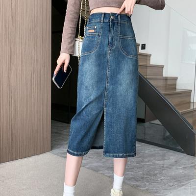 DIMANAF 2025 Plus Size New Spring Elastic Denim Skirts A-Line Fashion Loose Skirt High Waist Vintage Maxi