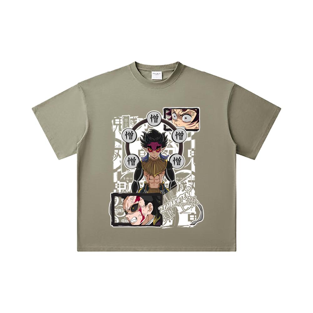 260 GSM Double Yarn 32 Count 100% Cotton Demon Slayer V106 Zohakuten Print Unisex Heavy Cotton T Shirt