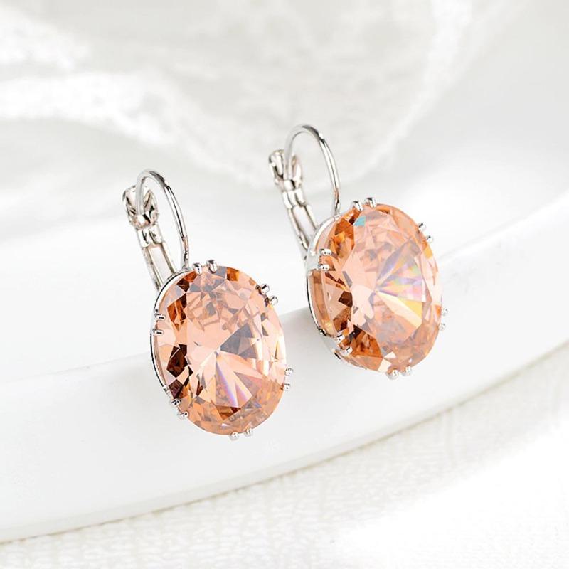 Sparkling Oval Zirconia Huggie Earrings with Cubic Design for Party Fashion