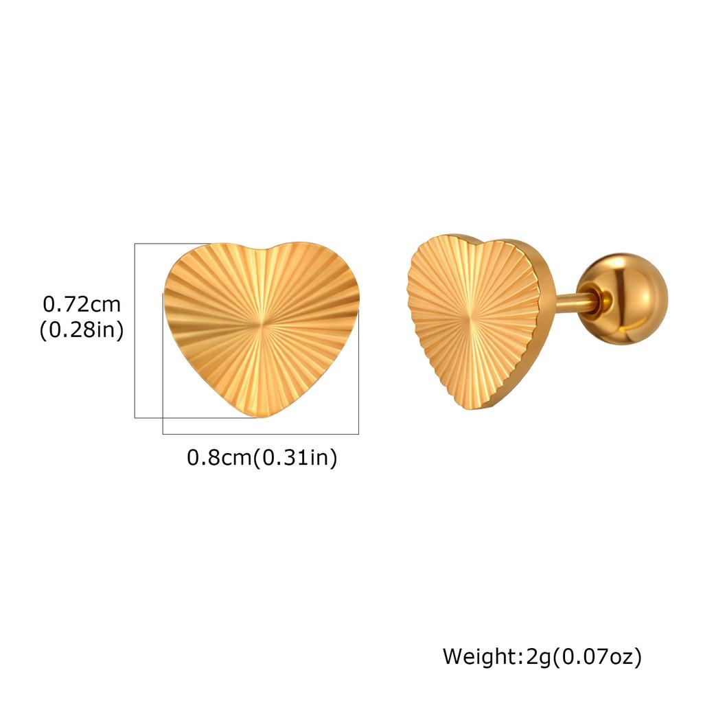 Simple Heart Shape Stainless Steel Stud Earrings for Women, Waterproof Gold Plated Small Earrings, Fashion Classic Jewelry Gift