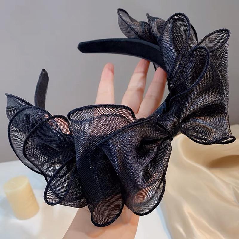 Bow mesh princess headband, new high-end Internet celebrity hair accessories, women's high skull top headgear, three-dimensional face wash headband.