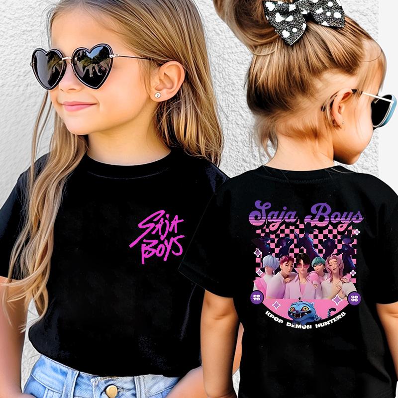 KPop Demon Hunters Kids Clothing Summer Cartoon Derpy Tiger Clothes Fashion Boys T-shirt Children's T-shirt Top