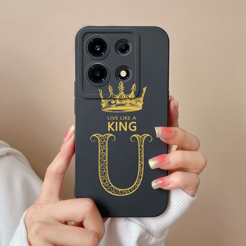 For Infinix Note 30 Pro Vip 30i Case Crown 26 Letter Upgrade Lens Protection Soft Liquid Silicone Cover For Infinix Note30 30Pro