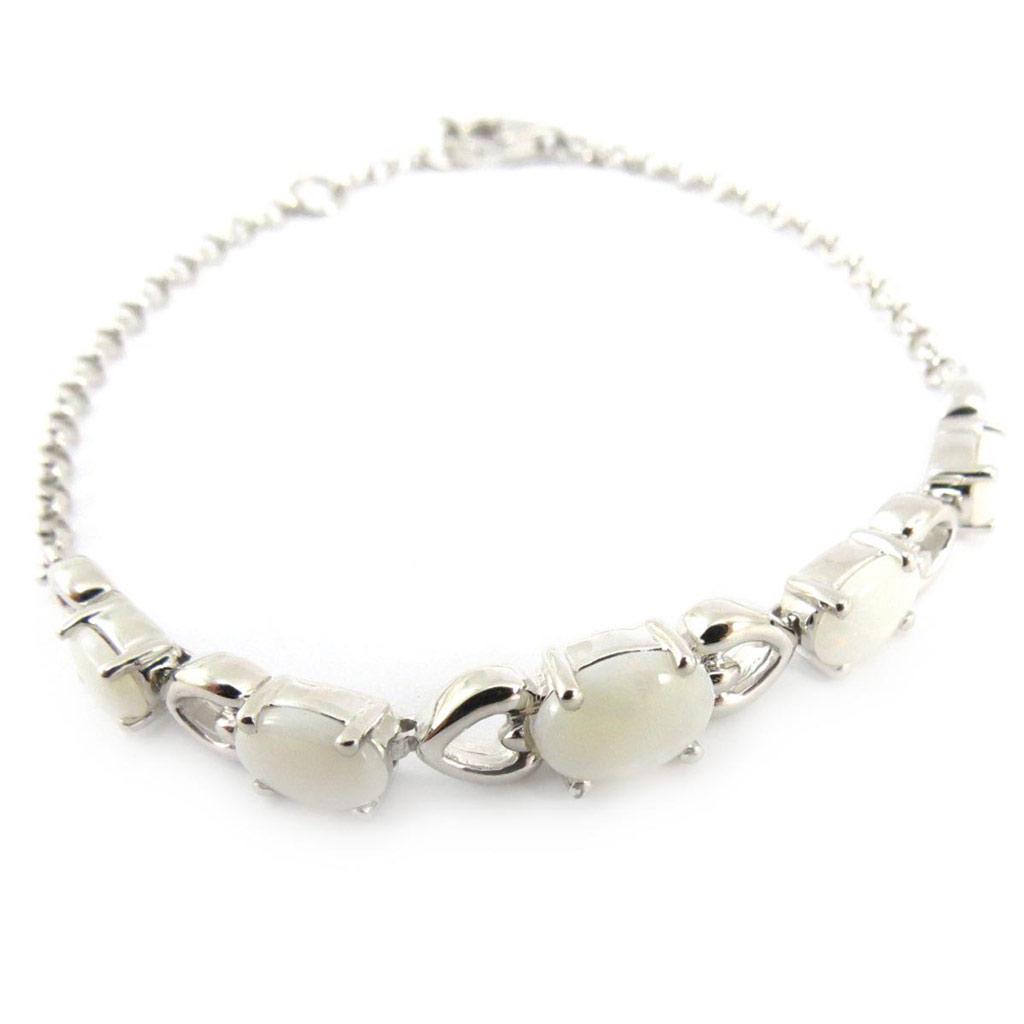 Les Trésors De Lily [G0802] - Brățară Argint 'Zeița Opal' Alb argintiu (rodiat) - 5 mm