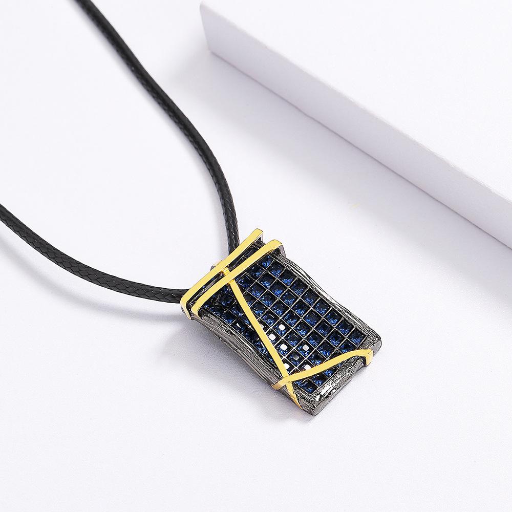 Creative Black Gold Pendant with Blue Zircon Collarbone Chain and Irregular Black Gold Jewelry