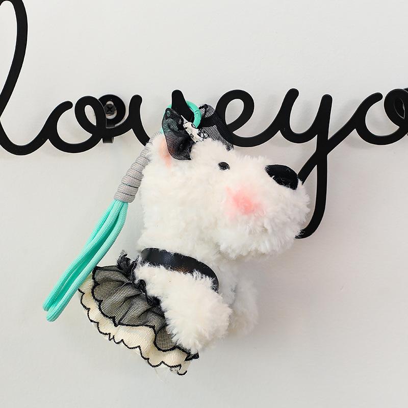ins West Highland Dog Plush Toy Pendant Bow Puppy Girl Heart Bag Keychain Pendant