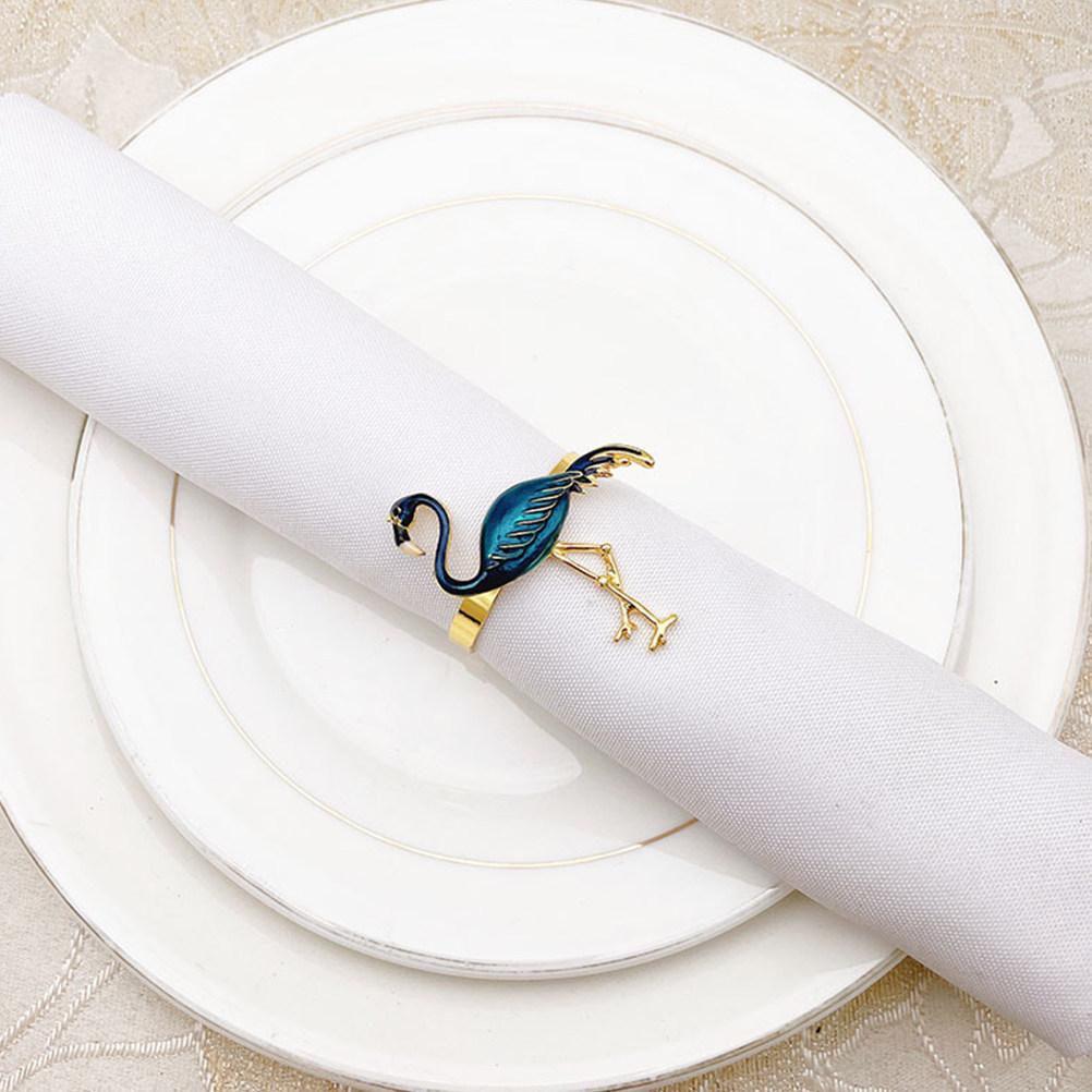2Pcs Flamingos Napkin Rings Reusable Elegant Table Setting Accessories for Christmas Easter Valentine's Day Napkin Decor Buckle