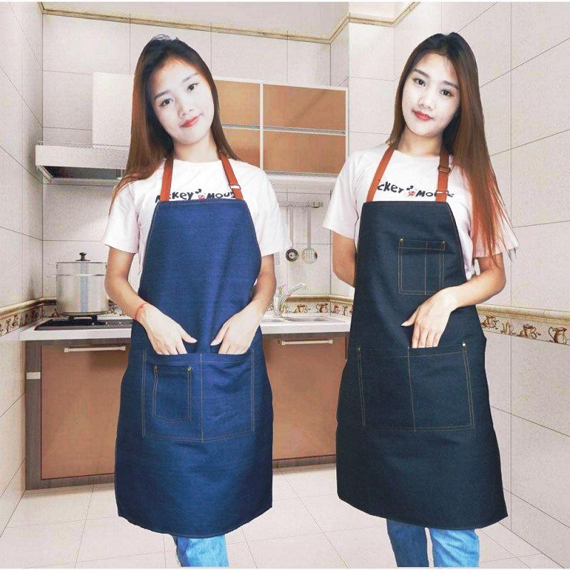 Nordic Style Sleeveless Denim Kitchen and Work Apron with Customizable LOGO