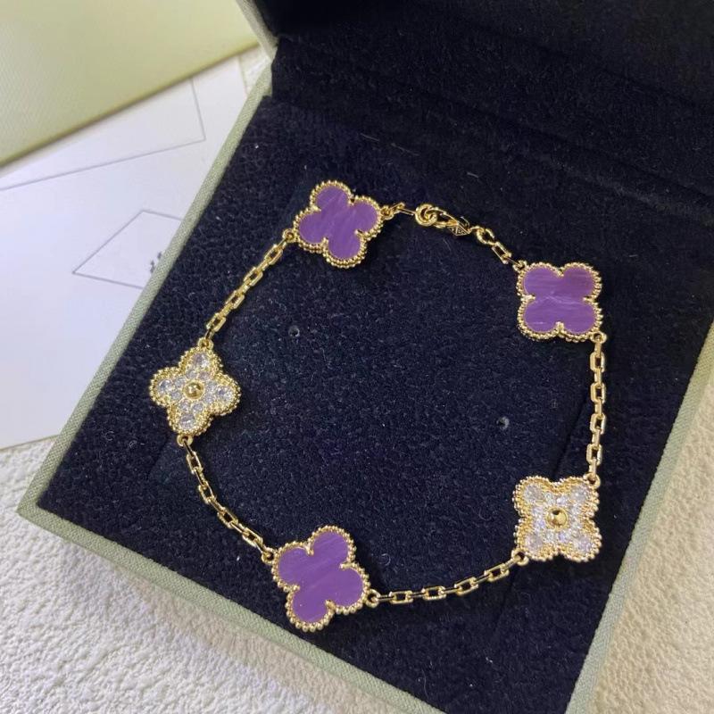 Exquisite Four-leaf Clover Bracelet for Women Five-flower Bracelet Double-sided Natural White Mother-of-pearl and Carnelian Bracelet