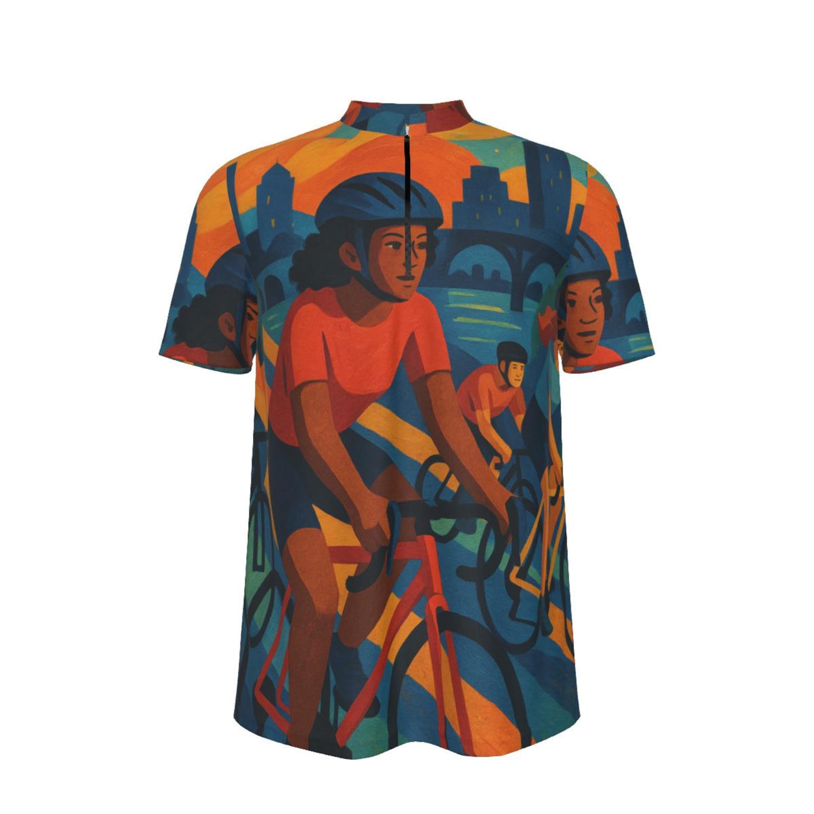 Ride RVA Cycling Jersey: Richmond VA Art, Quarter Zip, Loose Fit 3XL