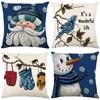 Christmas Pillowcase Linen Print Santa Claus Snowman Home Pillowcase Bedroom Cushion