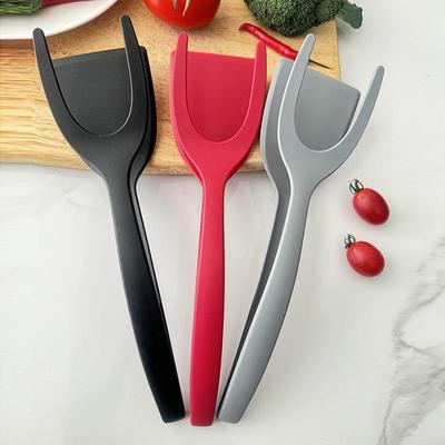 Spatule et pince alimentaire 2 en 1 en silicone résistant aux hautes températures pour frire, retourner, griller et cuire au four