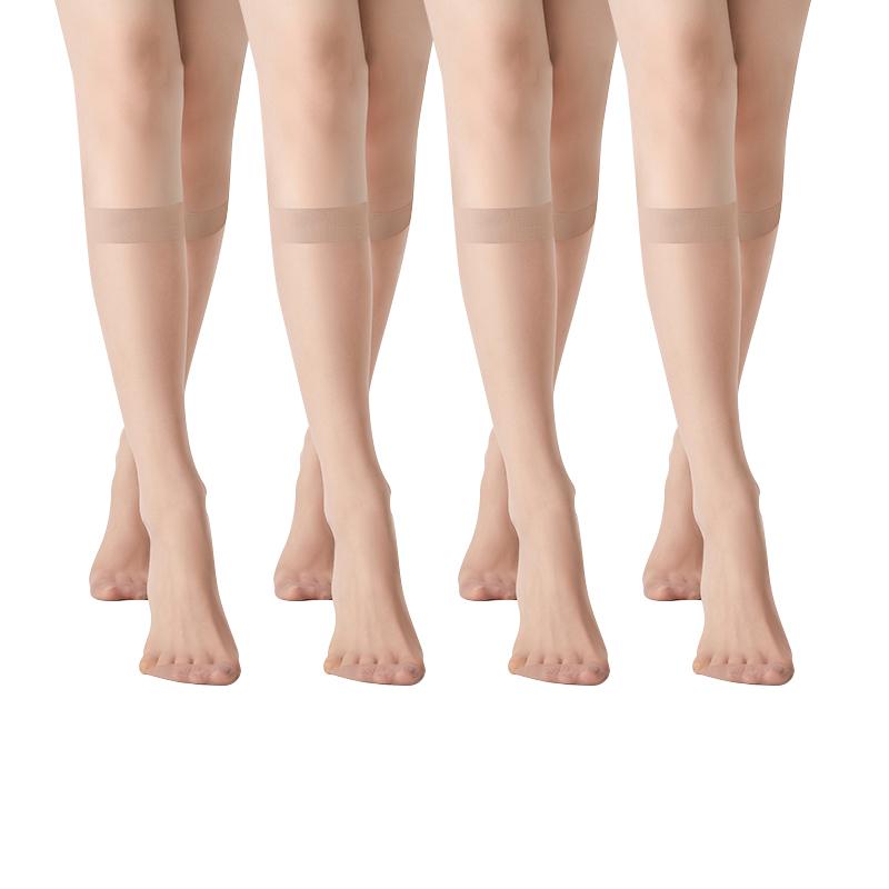 2/4 Paar Unifarbene Dünne Damen-Kniestrumpfhosen Für Frauen Sommer Dünne Durchsichtige Kniestrumpfhosen 15 Denier Nylonstrümpfe