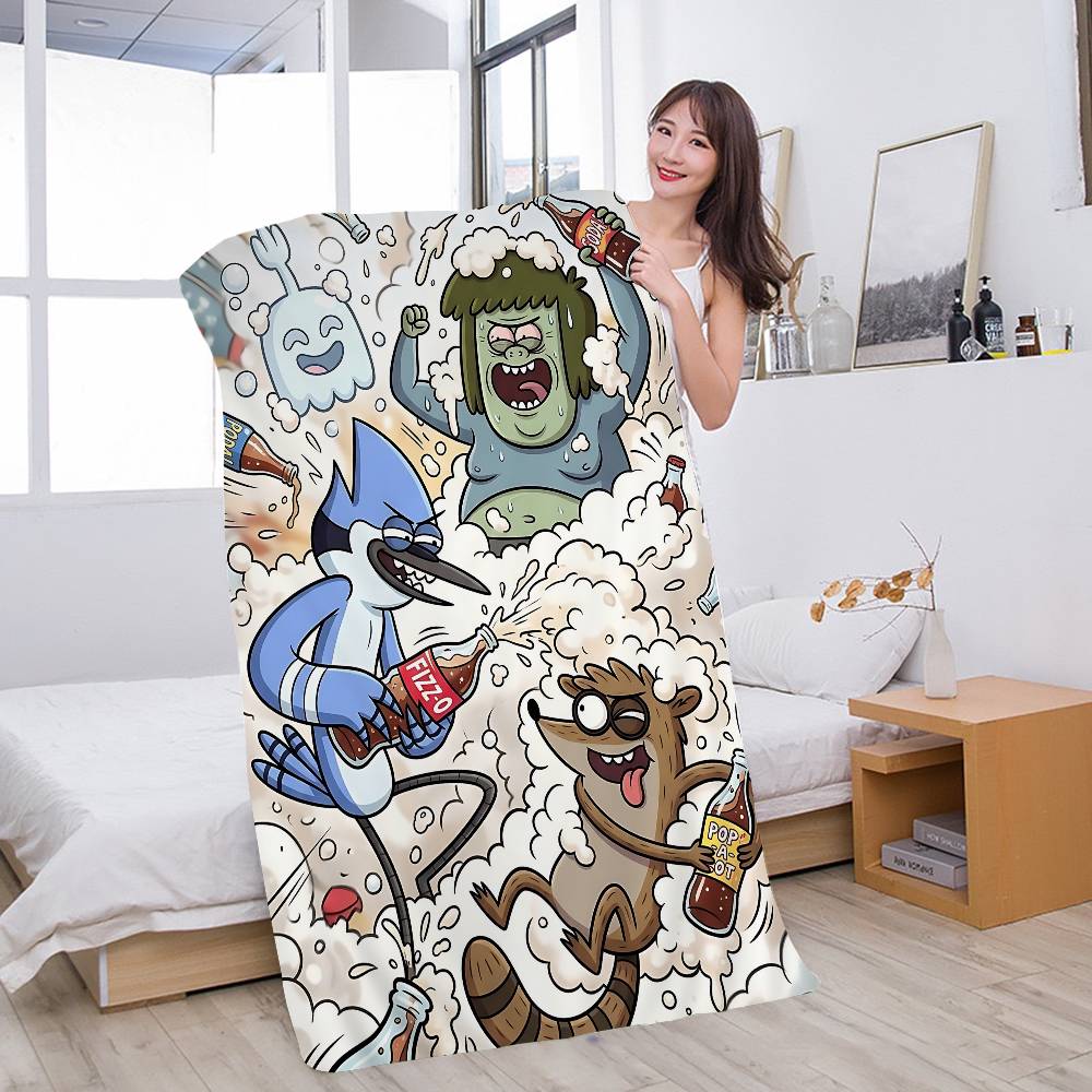 R-Regular Cartoon Show Microfiber Printed Beach Towel Mountain Climbing Yoga Beach Swimming Running Absorbent Soft Towel