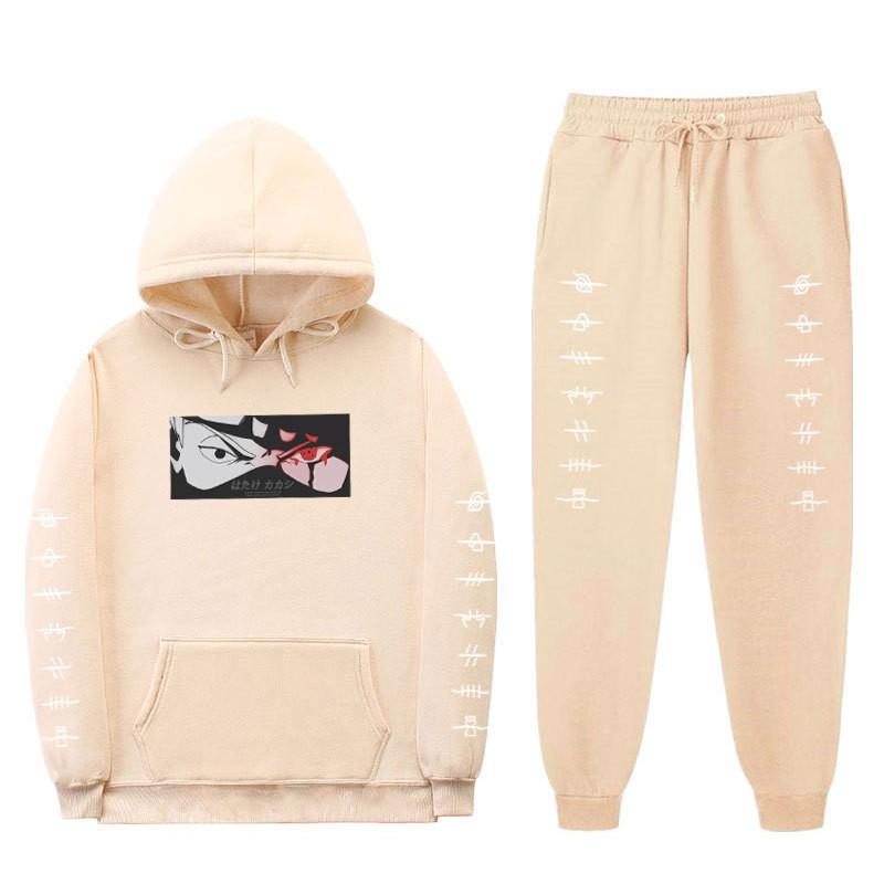 Naruto Kakashi Hooded Fleece Sweatshirt Set Unisex Casual Winter Outfit Long Sleeve Tracksuit