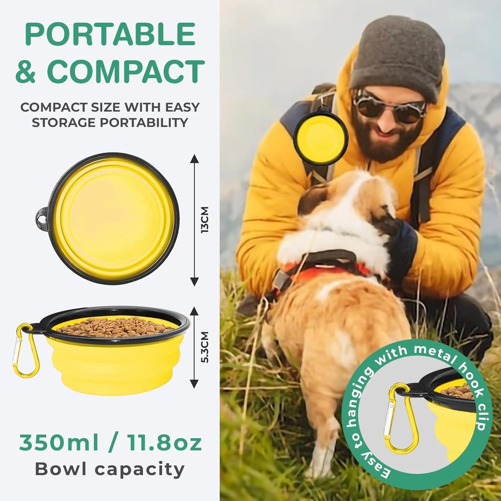 2-In-1 Collapsible Pet Bowls Dual Food And Water Bowls Flip Over Portable Dog Cat Pet Travel Feeder Bowl For Walking Camping