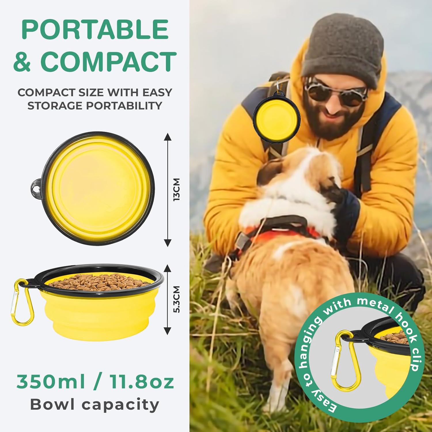 

2-In-1 Collapsible Pet Bowls Dual Food And Water Bowls Flip Over Portable Dog Cat Pet Travel Feeder Bowl For Walking Camping Set 350ml per bowl