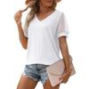 Summer New Women's T-shirt Solid Color V-neck Mesh Bubble Sleeve T-shirt