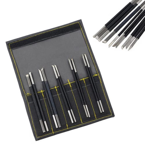 

Набор из 10 резцов для резьбы с сумкой для хранения, идеально подходит для резьбы по камню, резьбы по печатям и резьбы по резине для штампов