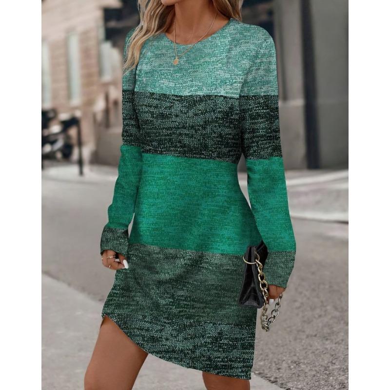 IHUASU Fashion Autumn Winter Long Sleeve O-Neck Casual Dresses