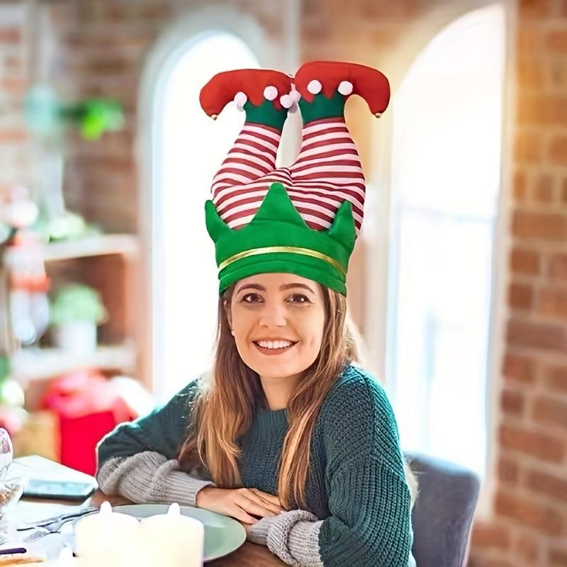 Creative Christmas Funny Hat - Elf Legs or Santa Pants Shaped Party Cap for Xmas Festive Decor & Dress-Up