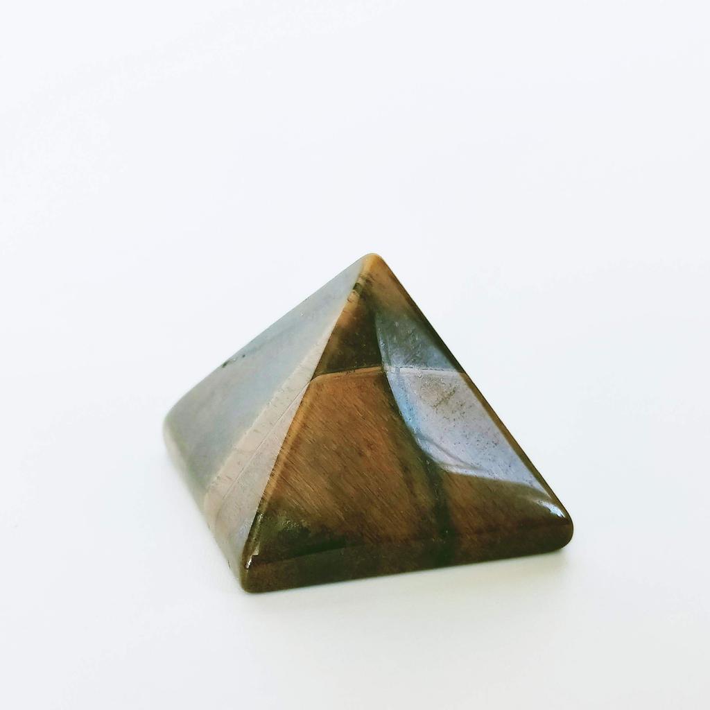 Mina Heal Healing Crystal Pyramid, Natural Tiger Eye Chakra Healing Stone, 1.5 inches