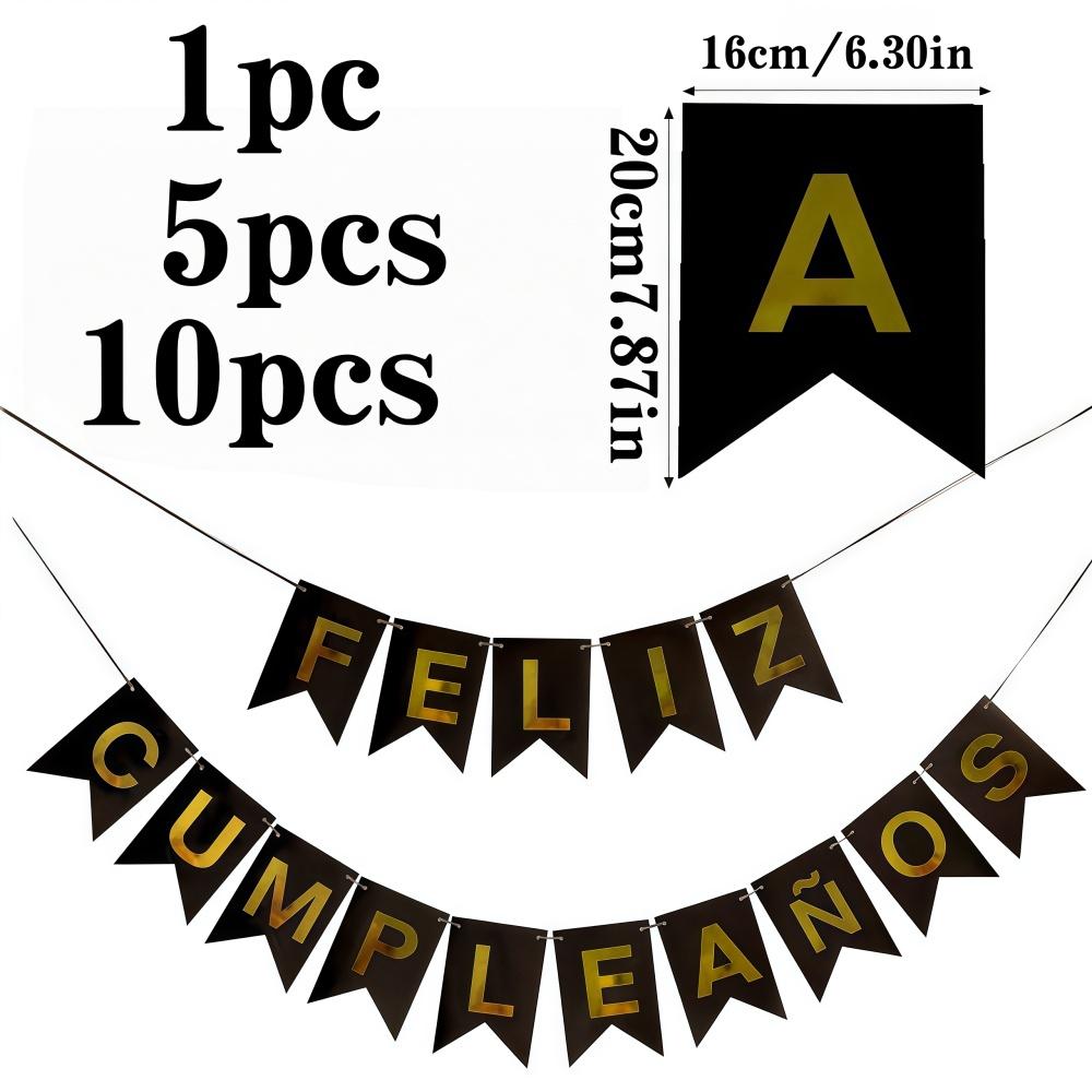 1/5/10PCS Spanish Letter Flag Birthday Decoration Paper Happy Birthday Banner for Adult Birthday Party Backdrop Pendant Decor