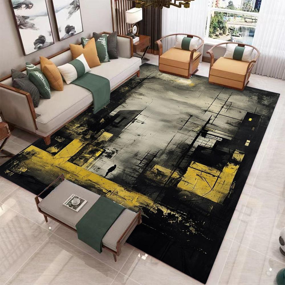 Modern Abstract Art Carpet Colorful Ink Splash Landscape Fusion Abstract Line Patterns NonSlip Rug For Living Room Decor 40x60CM
