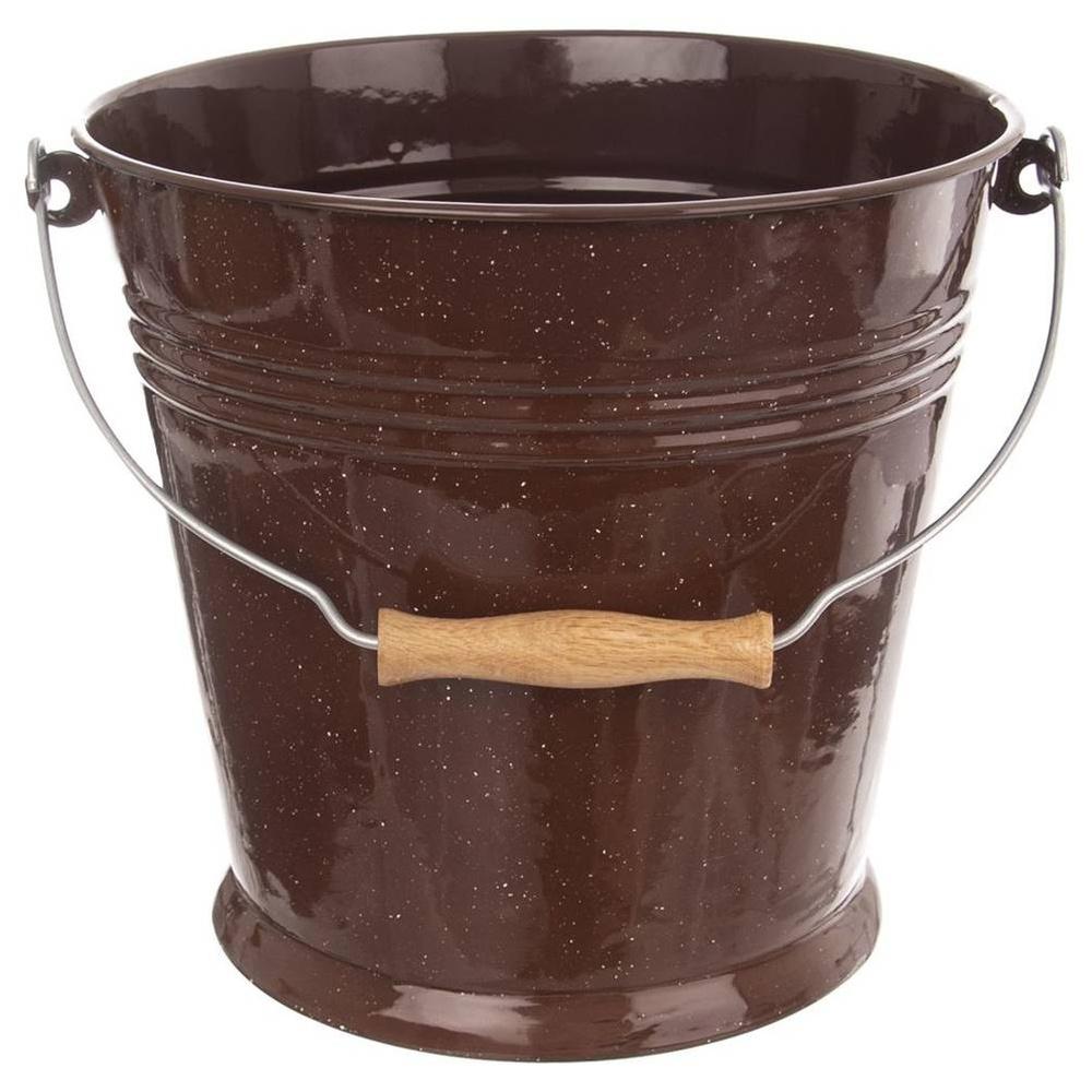 Enameled food milk bucket with lid, brown 10 l
