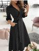 Women's Spring/Summer Fashion V-Neck Long-Sleeve Printed Hip Dress