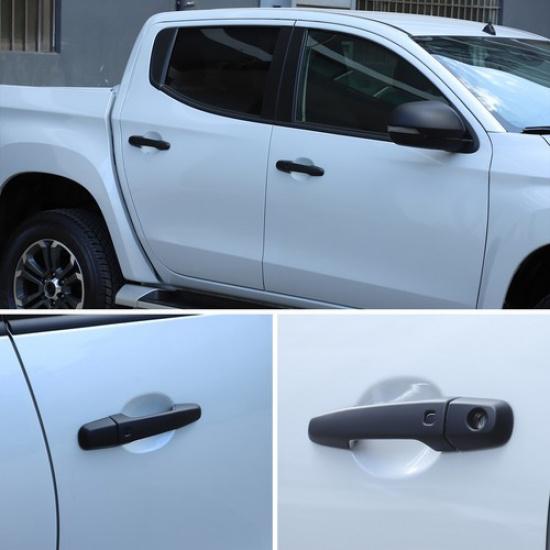 Matte Black Door Handle Keyhole Cover For Mitsubishi Triton L200 Ute Truck 19-23