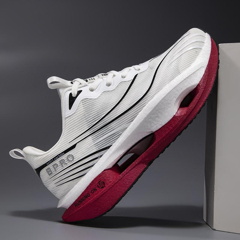 

New Men s Breathable Sneakers Carbon Plate Running Shoes Athletic Shoes Lightweight Outdoor Male Cushion Tenis Sports Shoes 36 красный